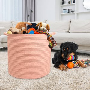 Natemia Dog Toy Storage Basket, Misty Rose, Large