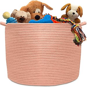 Natemia Dog Toy Storage Basket, Misty Rose, X-Large