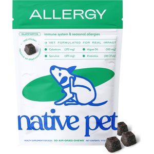 Native Pet Allergy & Immune Air-Dried Organic Chews Probiotic & Colostrum Itchy Skin & Allergy Relief Supplement for Dogs, 30 count