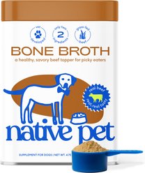 Native Pet Beef Bone Broth Powder, Organic Human Grade Food Topper for Dogs & Cats, 4.75-oz