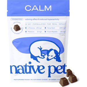Native Pet Chicken Flavored Air-Dried Chews Calming Supplement for Dogs, 30 count