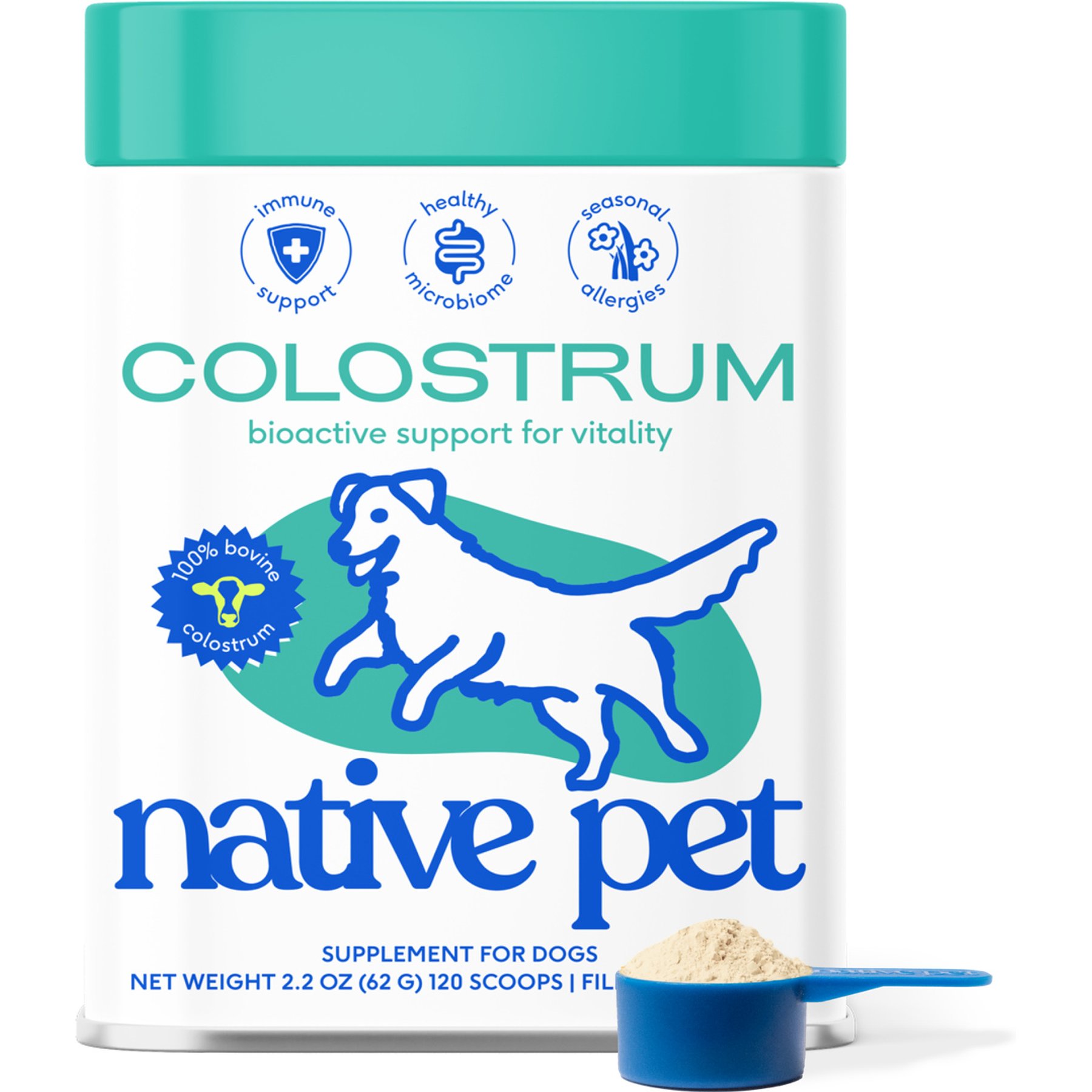 Native Pet Colostrum Immune System Powder Supplement for Dogs, 2.2-oz