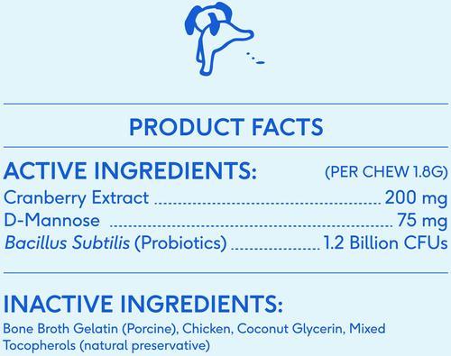 Show full view: Native Pet Cranberry Bladder Chews Kidney & Urinary Supplement for Dogs, 120 count slide 8 of 9