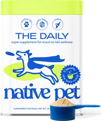 Native Pet Daily Multivitamin Powder Organic 11-in-1 Clean Ingredient Supplement for Dogs, 7-oz