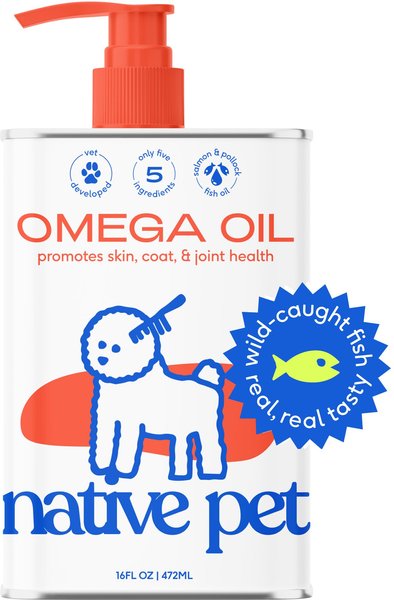 NATIVE PET Omega 3 Fish Oil Alaskan Salmon Oil Skin Coat Health Supplement for Dogs 16 fl oz bottle Chewy