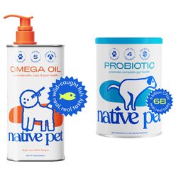 Native Pet Omega 3 Fish Oil Skin & Coat Health + Vet-Formulated Probiotics & Prebiotic Dog Supplement