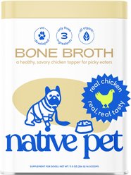 Native Pet Organic Chicken Bone Broth Powder Grain-Free Dog Food Topper, 11.5-oz