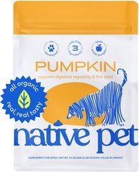 Native Pet Organic Pumpkin Fiber Powder Digestive Supplement for Dogs, 32-oz