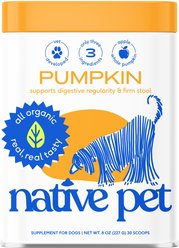 Native Pet Organic Pumpkin Fiber Powder Digestive Supplement for Dogs, 8-oz