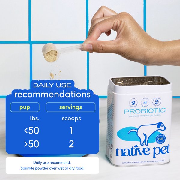 Show full view: Native Pet Probiotic Vet-Formulated Powder Digestive Supplement for Dogs, 8.2-oz slide 6 of 9