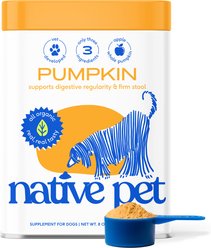 Native Pet Pumpkin Fiber Powder Organic, Human Grade Digestive Supplement for Dogs & Cats, 8-oz