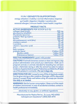 Show full view: Native Pet The Daily Powder 11-in-1 Supplement for Dogs, 14-oz tin slide 3 of 10