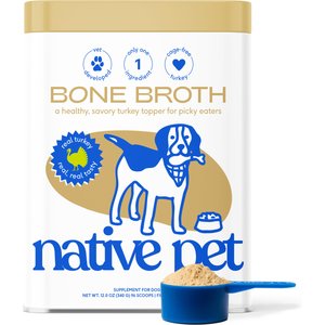 Native Pet Turkey Bone Broth Powder, Organic Human Grade Food Topper for Dogs & Cats, 12-oz jar