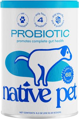Show full view: Native Pet Vet-Formulated Probiotics & Prebiotic, 8.2-fl oz canister + Omega 3 Fish Oil Skin & Coat Health Dog Supplement, 8-fl oz slide 2 of 10