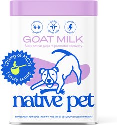 Native Pet Whole Goat Milk Powder Digestive, Recovery, & Energy Support for Active Dogs,7-oz bag