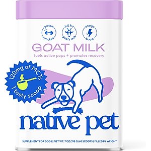 Native Pet Whole Goat Milk Powder Digestive, Recovery, & Energy Support for Active Dogs,7-oz bag