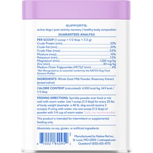 Native Pet Whole Goat Milk Powder Digestive, Recovery & Energy Support for Active Dogs, 7-oz