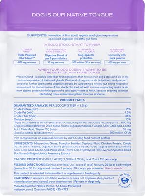 Show full view: Native Pet WonderGland Anal Gland Pumpkin Fiber & Digestive Supplement for Dogs, 8-oz slide 3 of 10