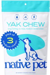 Native Pet Yak Dental Chews Himalayan Cheese Medium Dog Treats, 8-oz bag, 3 count