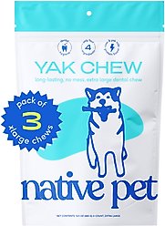 Native Pet Yak Dental Chews Himalayan Cheese X-Large Dog Treats, 16-oz bag, 3 count