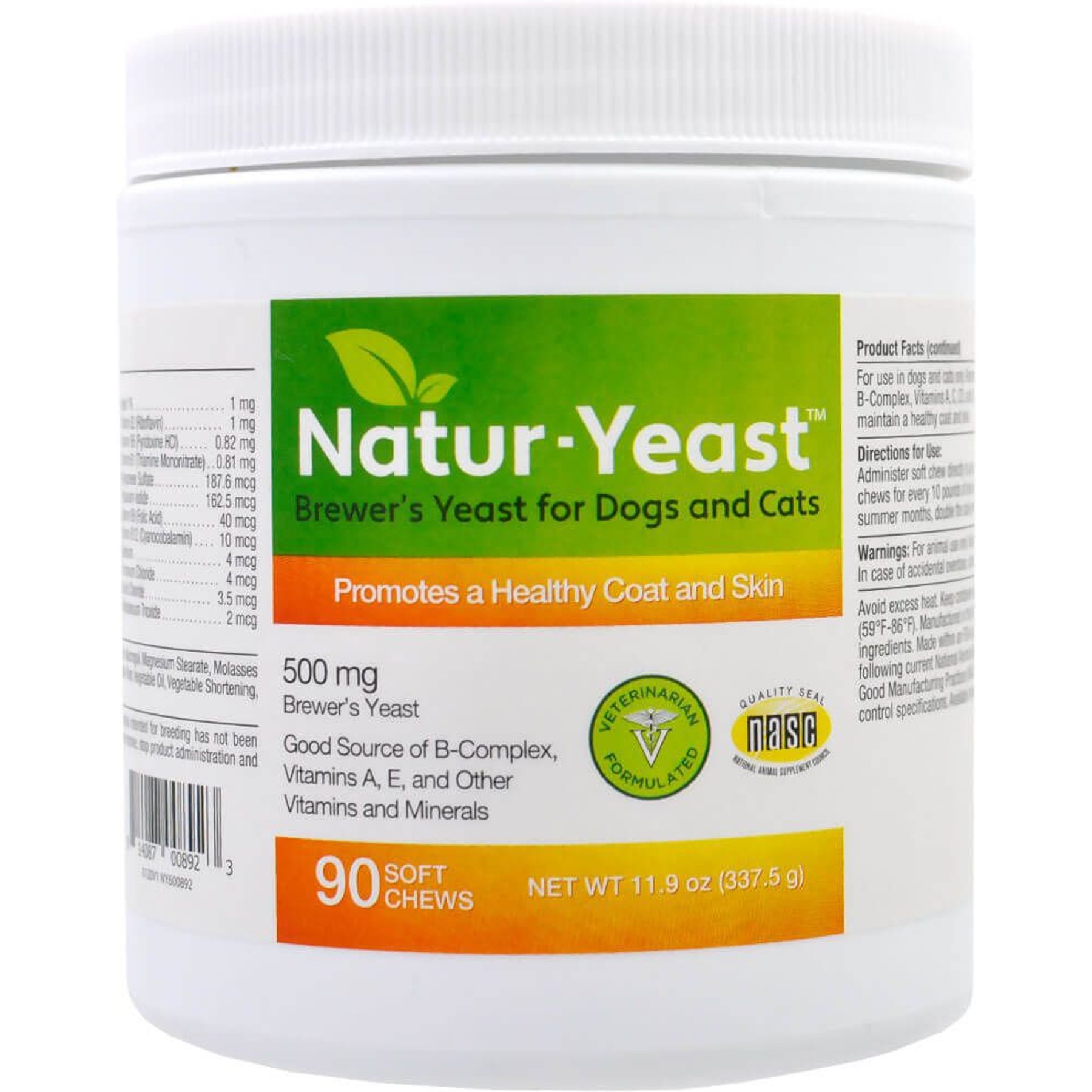 Natur-Yeast Green Pet Organics Soft Chew Supplement for Dogs & Cats, 90 count