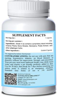 Show full view: Natura Petz Organics Break It Up! Herbal Medicine for Stone Breaking for Dogs, 250 count slide 4 of 5