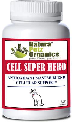 Show full view: Natura Petz Organics CELL SUPER HERO MAX* Antiodiant Master Blend Cellular Support* Cat Supplement, 150 count slide 1 of 5