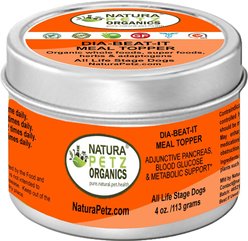 Natura Petz Organics DIA BEAT IT MAX MEAL TOPPER* Adjunctive Pancreas, Blood Glucose & Metabolic Support* Dog Supplement, 4-oz jar