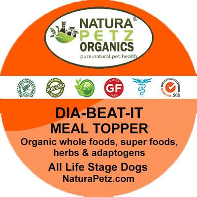 Show full view: Natura Petz Organics DIA BEAT IT MAX MEAL TOPPER* Adjunctive Pancreas, Blood Glucose & Metabolic Support* Dog Supplement, 4-oz jar slide 3 of 6