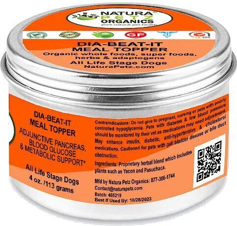 Natura Petz Organics DIA BEAT IT MAX MEAL TOPPER* Adjunctive Pancreas, Blood Glucose & Metabolic Support* Dog Supplement
