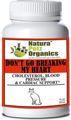 Natura Petz Organics DON'T GO BREAKING MY HEART - Cholesterol, Blood Pressure & Cardiac Support* Cat Supplement, 90 count