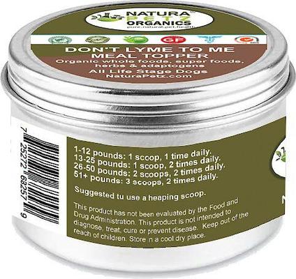 Show full view: Natura Petz Organics DON'T LYME TO ME MAX MEAL TOPPER* Antioxidant Cellular & Bacterial Support* Dog Supplement, 4-oz jar slide 3 of 6