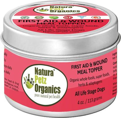 Show full view: Natura Petz Organics First Aid & Wound Turkey Flavored Powder Immune Supplement for Dogs, 4-oz tin slide 1 of 4