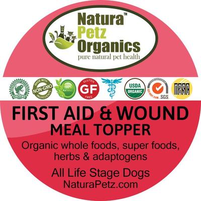 Show full view: Natura Petz Organics First Aid & Wound Turkey Flavored Powder Immune Supplement for Dogs, 4-oz tin slide 3 of 4