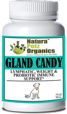 Show full view: Natura Petz Organics GLAND CANDY Omega 3 & 6 Lymphatic, Weight & Probiotic Immune Support* Dog Supplement, 250 count slide 1 of 5