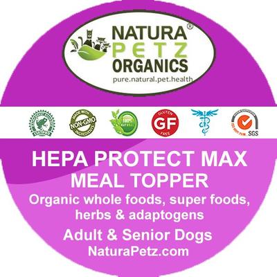 Show full view: Natura Petz Organics HEPA PROTECT MAX MEAL TOPPER - Liver, Kidney, Bladder & Gall Bladder Support & Cleanse* Dog Supplement, 4-oz jar slide 3 of 6