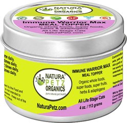 Natura Petz Organics IMMUNE WARRIOR MAX MEAL TOPPER* MASTER BLEND Immune Regulator & Anti-Inflammatory Support* Cat Supplement, 4-oz jar