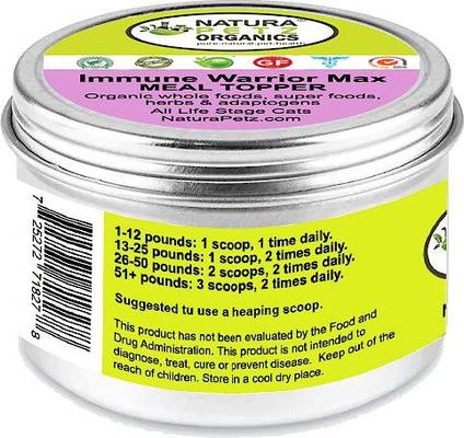 Show full view: Natura Petz Organics IMMUNE WARRIOR MAX MEAL TOPPER* MASTER BLEND Immune Regulator & Anti-Inflammatory Support* Cat Supplement, 4-oz jar slide 3 of 6