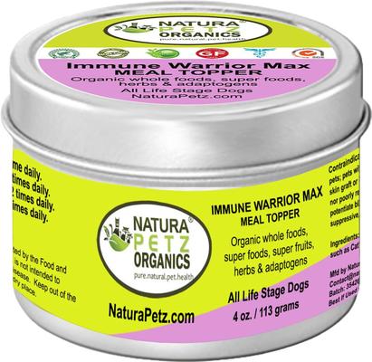 Show full view: Natura Petz Organics IMMUNE WARRIOR MAX MEAL TOPPER* MASTER BLEND Immune Regulator & Anti-Inflammatory Support* Dog Supplement, 4-oz jar slide 1 of 6