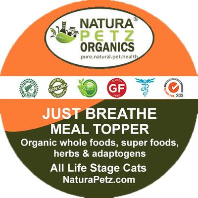 Show full view: Natura Petz Organics JUST BREATHE MEAL TOPPER* Obstructive Breathing Support* Cat Supplement, 4-oz jar slide 3 of 6