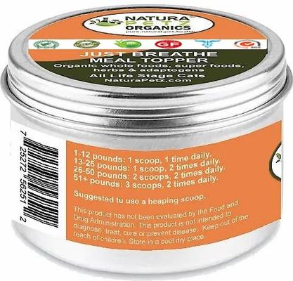 Show full view: Natura Petz Organics JUST BREATHE MEAL TOPPER* Obstructive Breathing Support* Cat Supplement, 4-oz jar slide 4 of 6