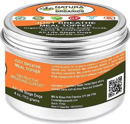 Show full view: Natura Petz Organics JUST BREATHE MEAL TOPPER* Obstructive Breathing Support* Dog Supplement, 4-oz jar slide 5 of 7