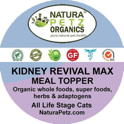 Show full view: Natura Petz Organics KIDNEY REVIVAL MAX MEAL TOPPER* Master Blend Kidney Cleanse & Support* Cat Supplement, 4-oz jar slide 3 of 5