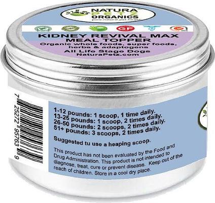 Show full view: Natura Petz Organics KIDNEY REVIVAL MAX MEAL TOPPER* Master Blend Kidney Cleanse & Support* Dog Supplement, 4-oz jar slide 3 of 5
