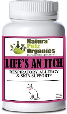 Show full view: Natura Petz Organics LIFE'S AN ITCH!* Respiratory, Allergy & Skin Support* Cat Supplement, 150 count slide 1 of 5
