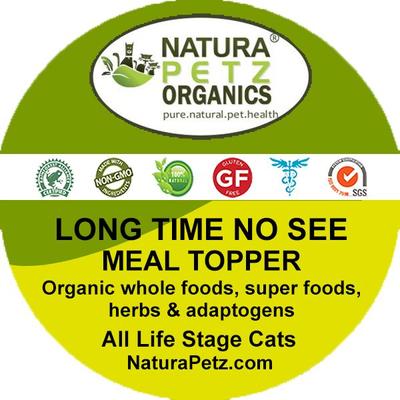 Show full view: Natura Petz Organics LONG TIME NO SEE MEAL TOPPER* Vision & Ocular Health Support* Cat Supplement, 4-oz jar slide 3 of 6
