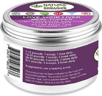 Show full view: Natura Petz Organics LOVE YOUR LIVER MEAL TOPPER Liver, Kidney, Gall Bladder & Digestive Support Cat Supplement, 4-oz jar slide 4 of 6