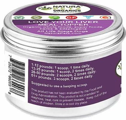 Show full view: Natura Petz Organics LOVE YOUR LIVER MEAL TOPPER Liver, Kidney, Gall Bladder & Digestive Support* Dog Supplement, 4-oz jar slide 4 of 6
