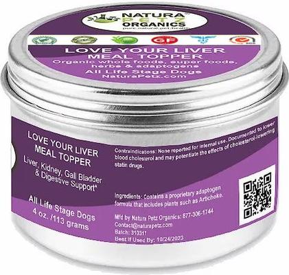 Show full view: Natura Petz Organics LOVE YOUR LIVER MEAL TOPPER Liver, Kidney, Gall Bladder & Digestive Support* Dog Supplement, 4-oz jar slide 5 of 6