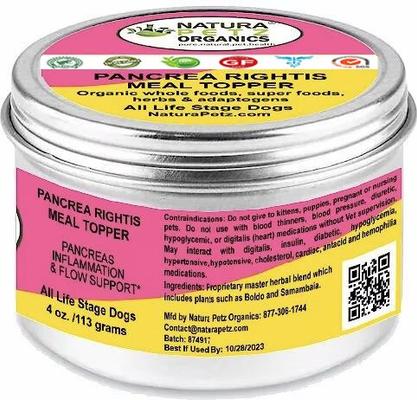 Show full view: Natura Petz Organics PANCREA RIGHTIS MAX MEAL TOPPER* Pancreas Inflammation & Flow Support* Dog Supplement, 4-oz jar slide 3 of 7